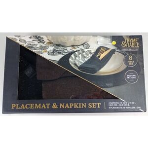 Thyme & Table Harvest Collection 8 Piece Placemat Napkin Set Black Gold